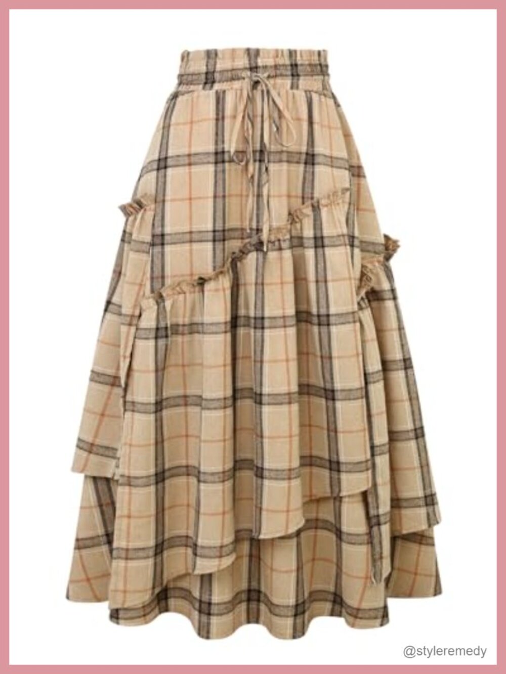 Womens Long Plaid Maxi Skirt High Waisted A-Line Renaissance Flowy